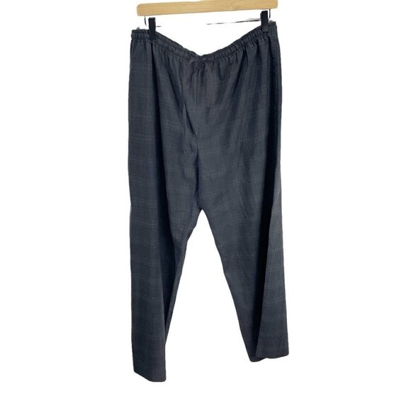 Eskandar Gray Plaid Drawstring Wide Leg pants Trousers Sz 1 100% Wool - Picture 1 of 7